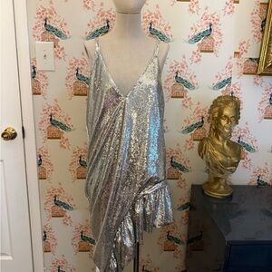 H&M Silver Asymmetrical Sequin Dress